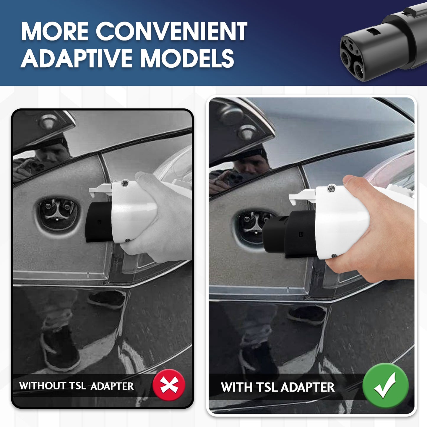 J1772 Charging Adapter for Tesla Model 3 Y S X [Safety Certified] 80A/240 VAC, Optimal Fit, Easy Setup (SAE J1772 EV Adapter for Tesla Cars ONLY)