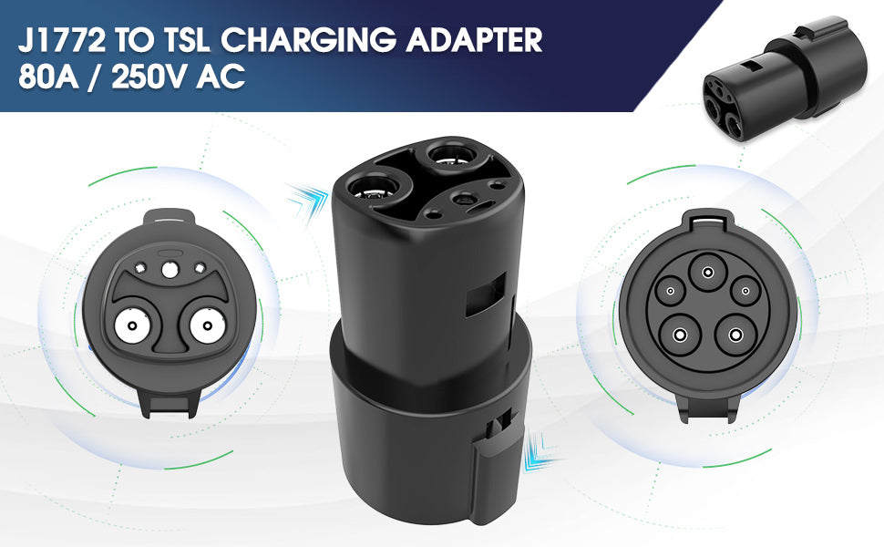 J1772 Charging Adapter for Tesla Model 3 Y S X [Safety Certified] 80A/240 VAC, Optimal Fit, Easy Setup (SAE J1772 EV Adapter for Tesla Cars ONLY)